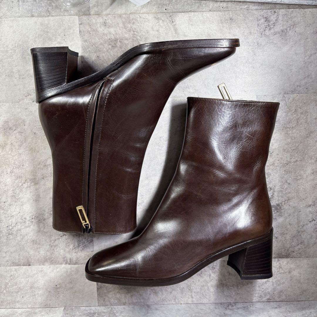 GUCCI Short Boots Shoes EU 35 US 5 Leather Brown Authentic