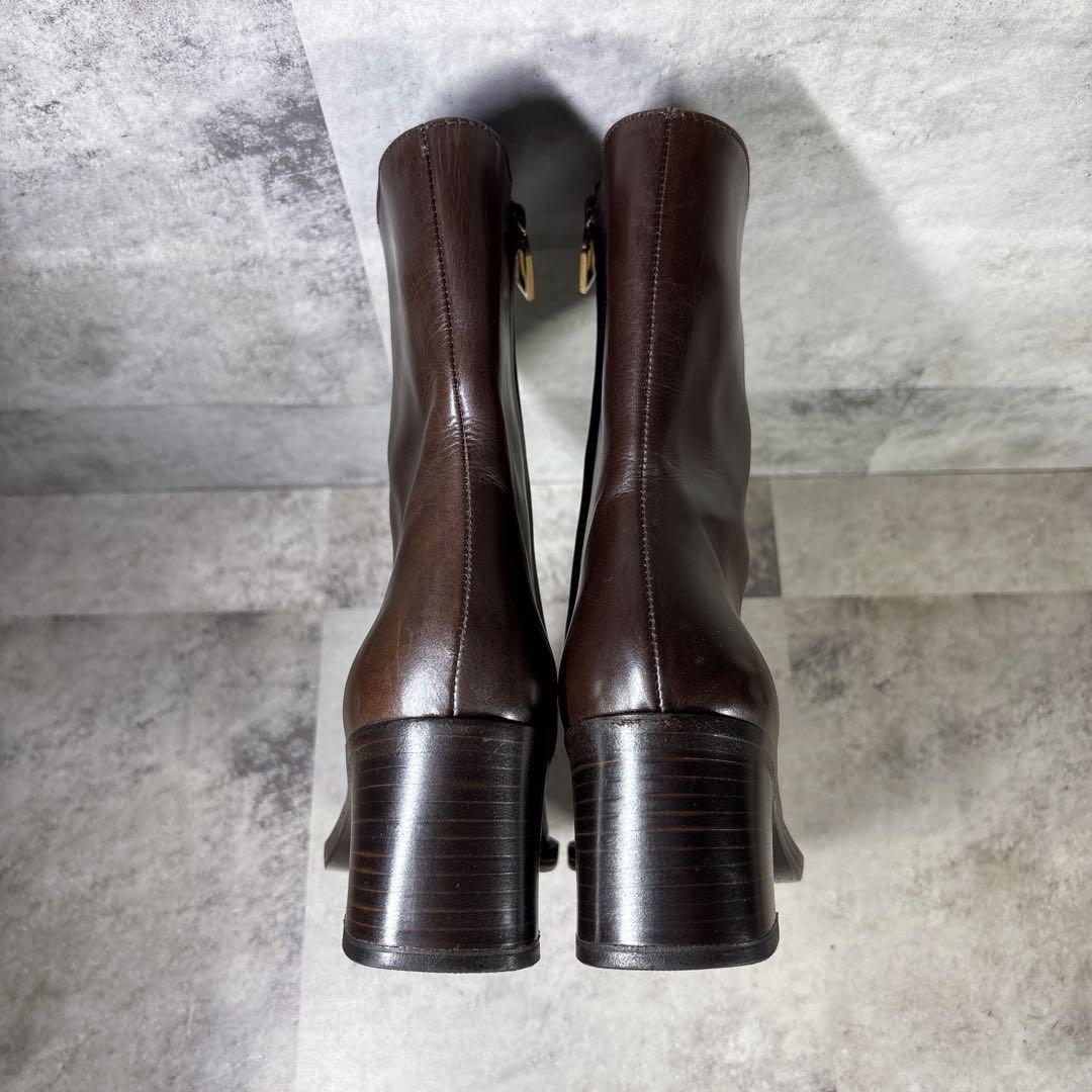 GUCCI Short Boots Shoes EU 35 US 5 Leather Brown Authentic