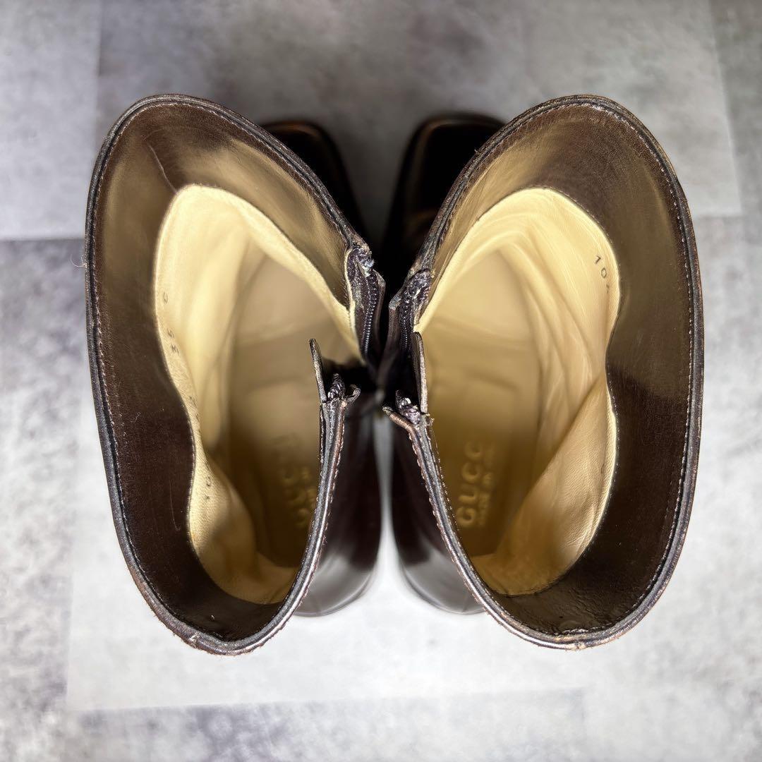 GUCCI Short Boots Shoes EU 35 US 5 Leather Brown Authentic