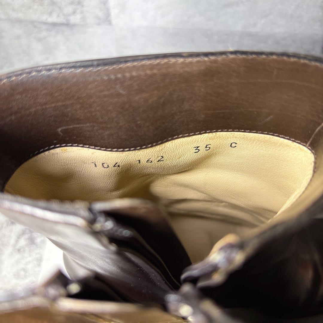 GUCCI Short Boots Shoes EU 35 US 5 Leather Brown Authentic
