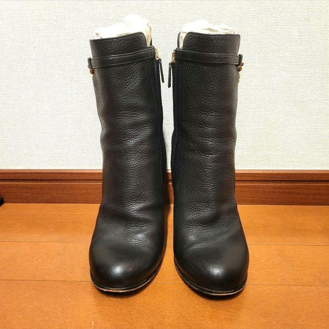 GUCCI Short Boots Shoes EU 39 US 9 Leather Black Authentic