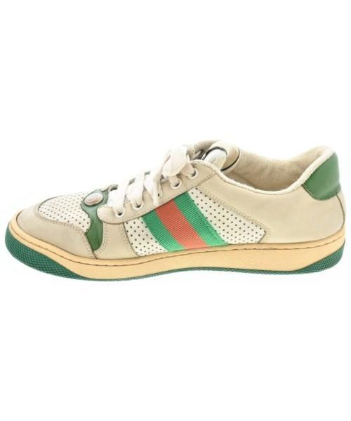 GUCCI Sneakers Shoes Low-Cut EU 37 US 7 White Beige Green Authentic