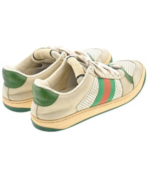 GUCCI Sneakers Shoes Low-Cut EU 37 US 7 White Beige Green Authentic