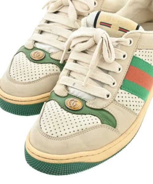GUCCI Sneakers Shoes Low-Cut EU 37 US 7 White Beige Green Authentic