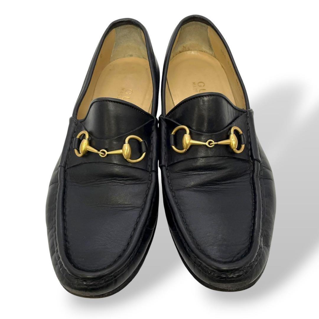 GUCCI Loafers Shoes Horse Bit EU 36.5 US 6.5 Leather Black Authentic