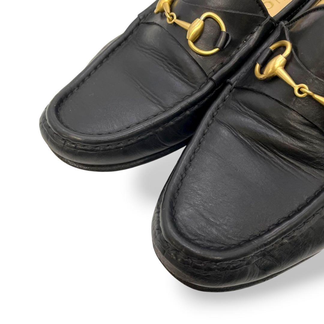 GUCCI Loafers Shoes Horse Bit EU 36.5 US 6.5 Leather Black Authentic