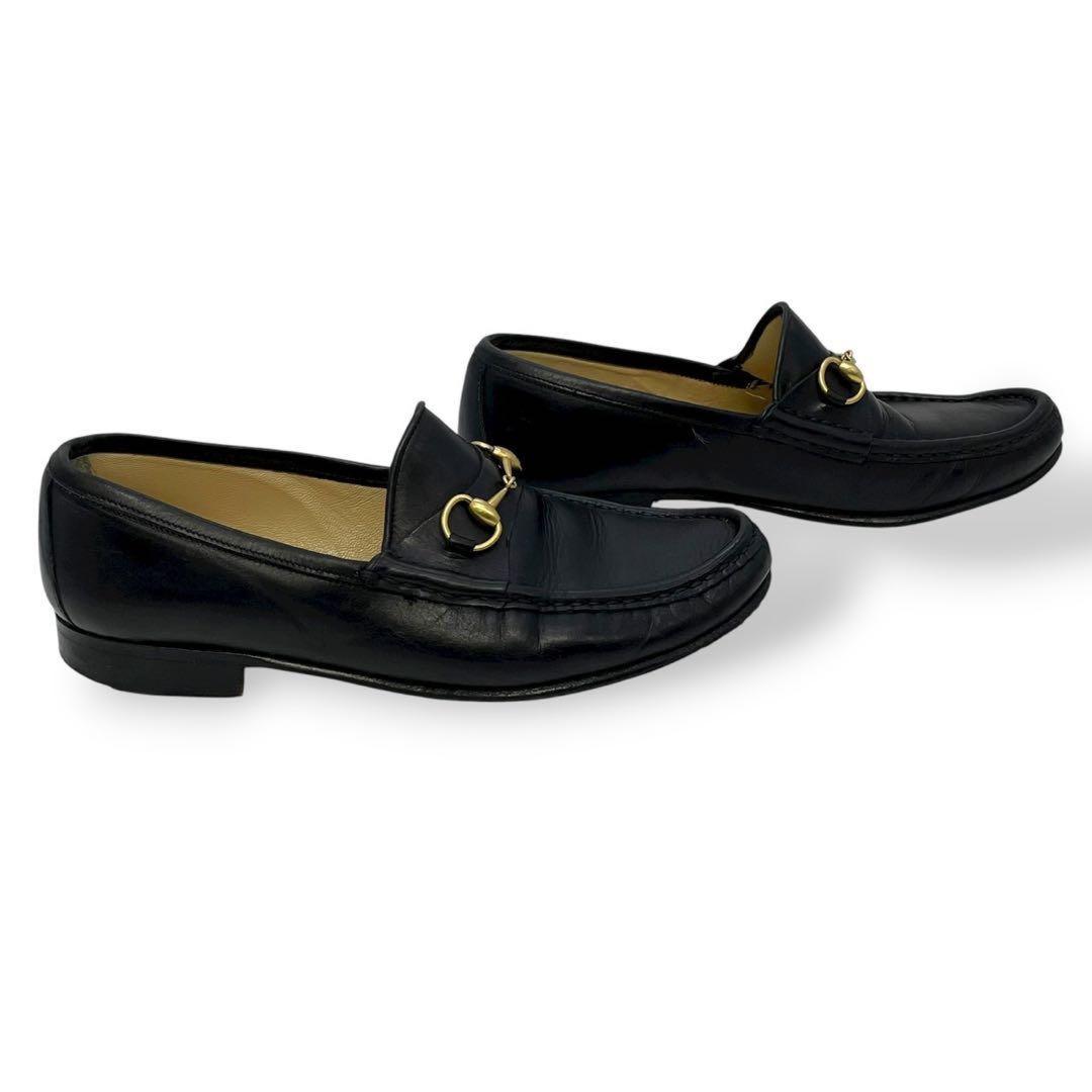 GUCCI Loafers Shoes Horse Bit EU 36.5 US 6.5 Leather Black Authentic