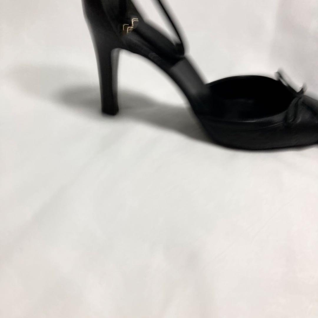 GUCCI Shoes Pumps Heel GG EU 37.5 US 7.5 Leather Black Authentic