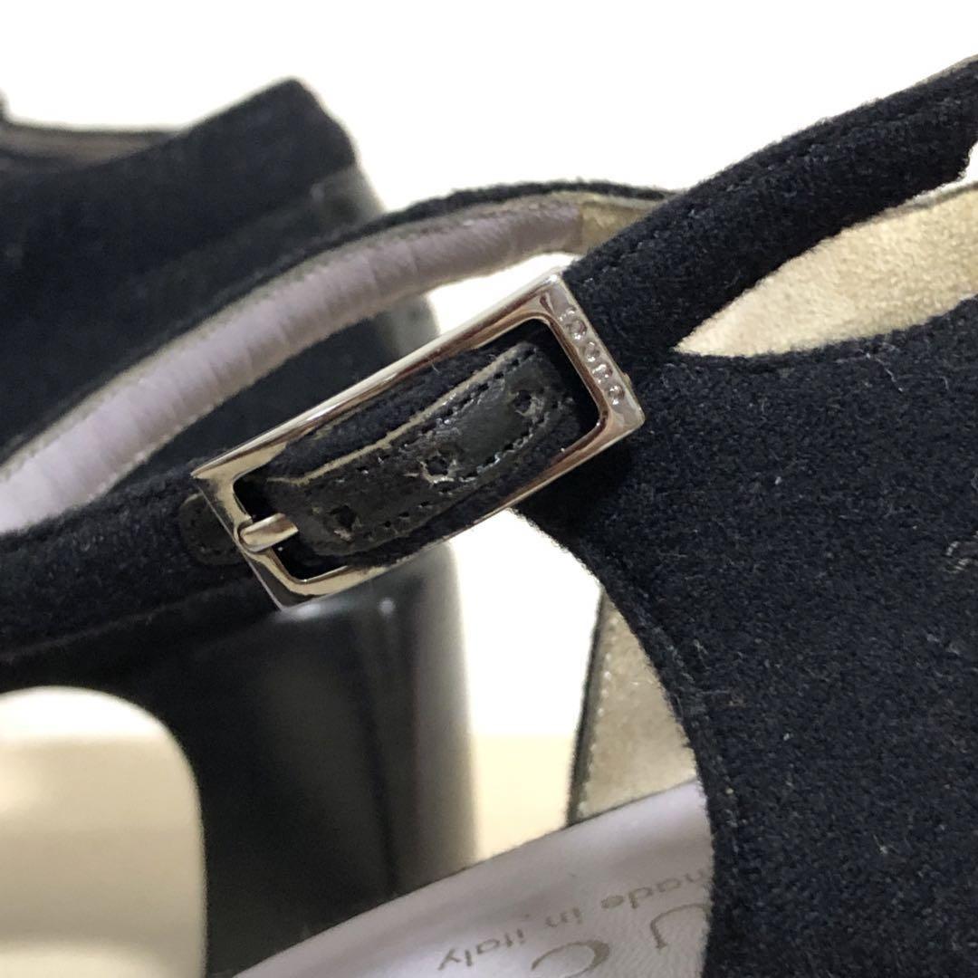 GUCCI Shoes Pumps Heel EU 37.5 US 7.5 Leather Suede Black Authentic