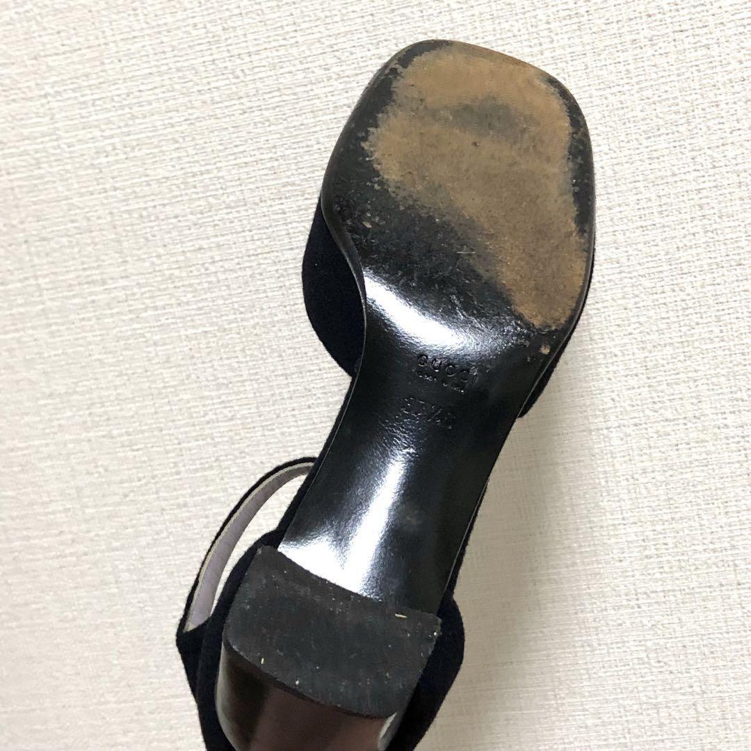 GUCCI Shoes Pumps Heel EU 37.5 US 7.5 Leather Suede Black Authentic
