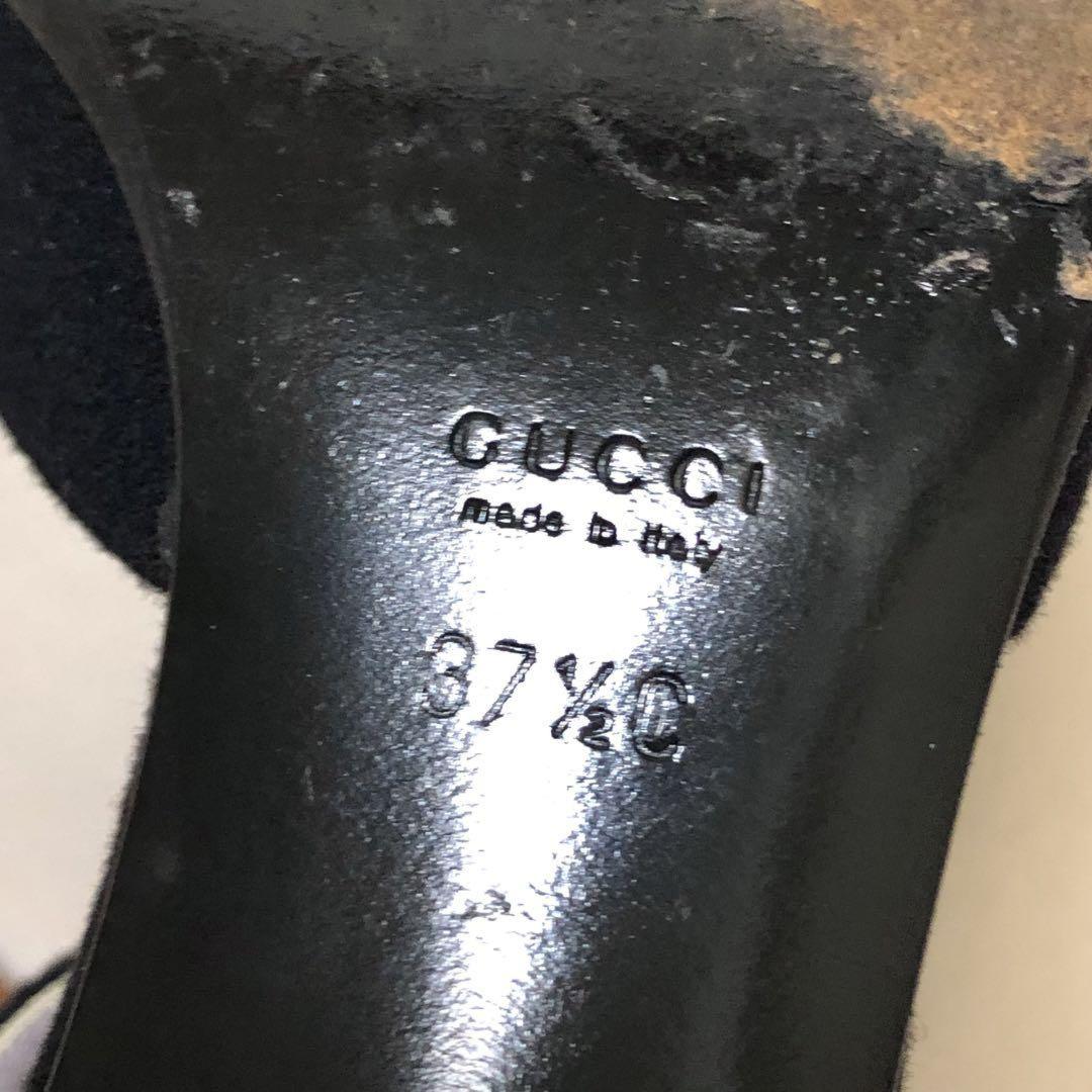 GUCCI Shoes Pumps Heel EU 37.5 US 7.5 Leather Suede Black Authentic