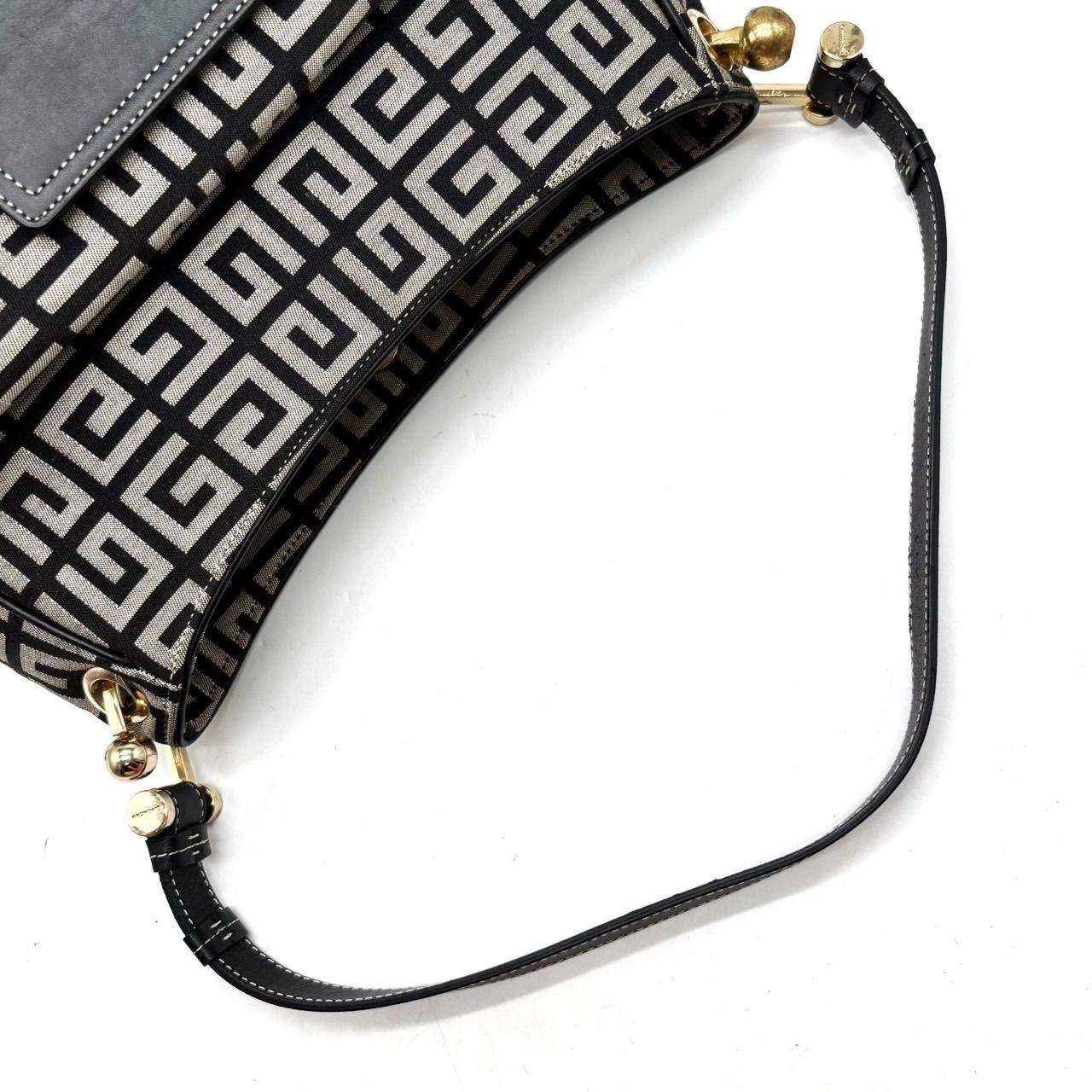 GIVENCHY Hand Bag Tote Purse 4G Canvas Leather Beige Black Authentic