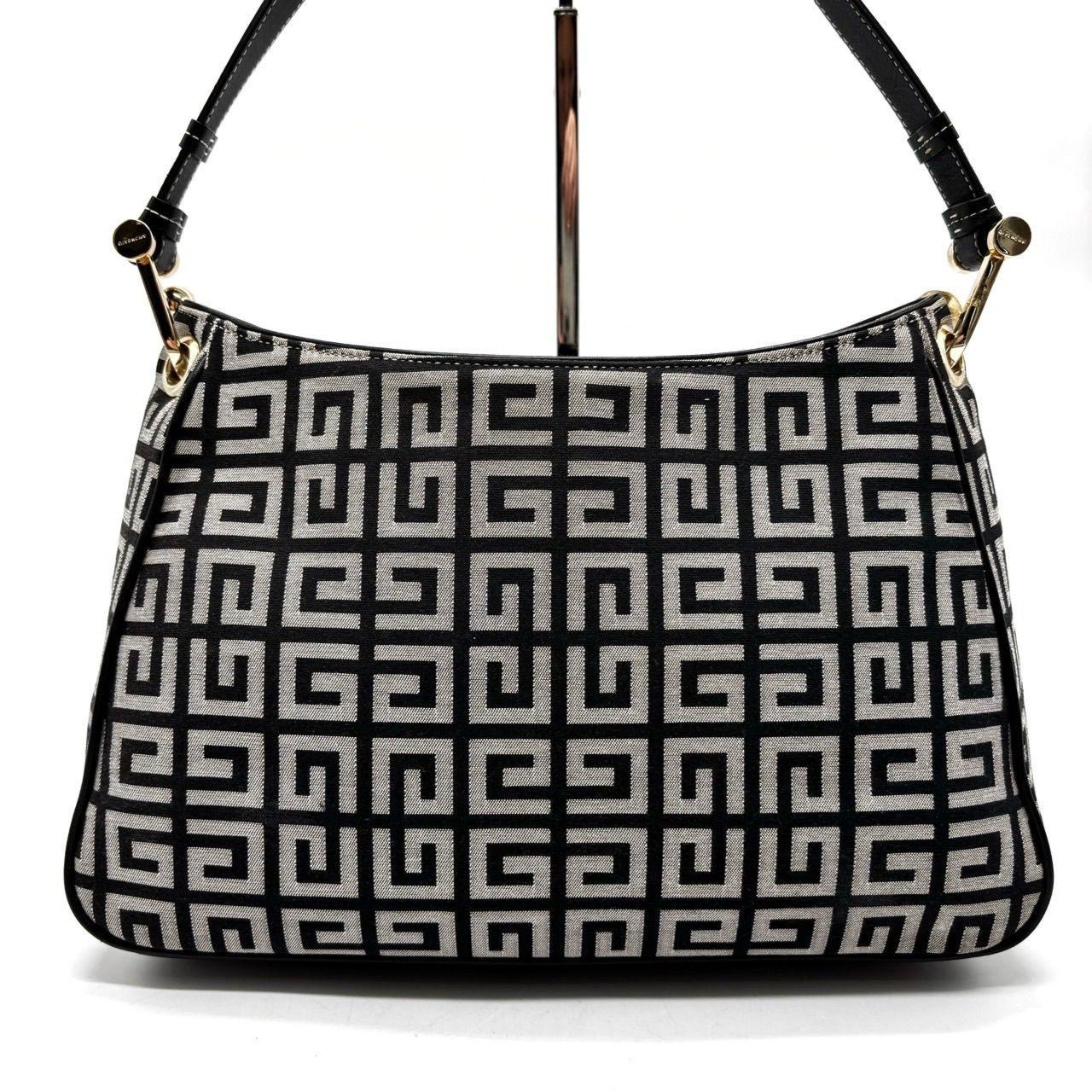 GIVENCHY Hand Bag Tote Purse 4G Canvas Leather Beige Black Authentic
