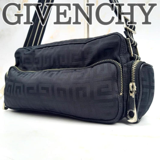 GIVENCHY Shoulder Bag Purse 4G Nylon Black Authentic