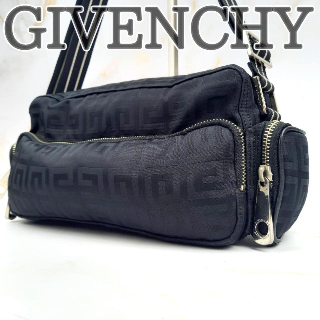 GIVENCHY Shoulder Bag Purse 4G Nylon Black Authentic