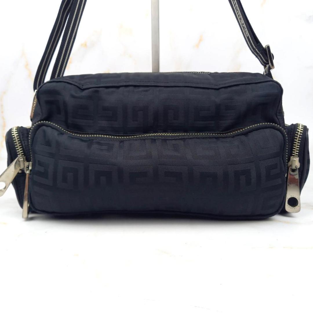 GIVENCHY Shoulder Bag Purse 4G Nylon Black Authentic