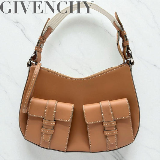 GIVENCHY Shoulder Bag Purse Leather Brown Authentic