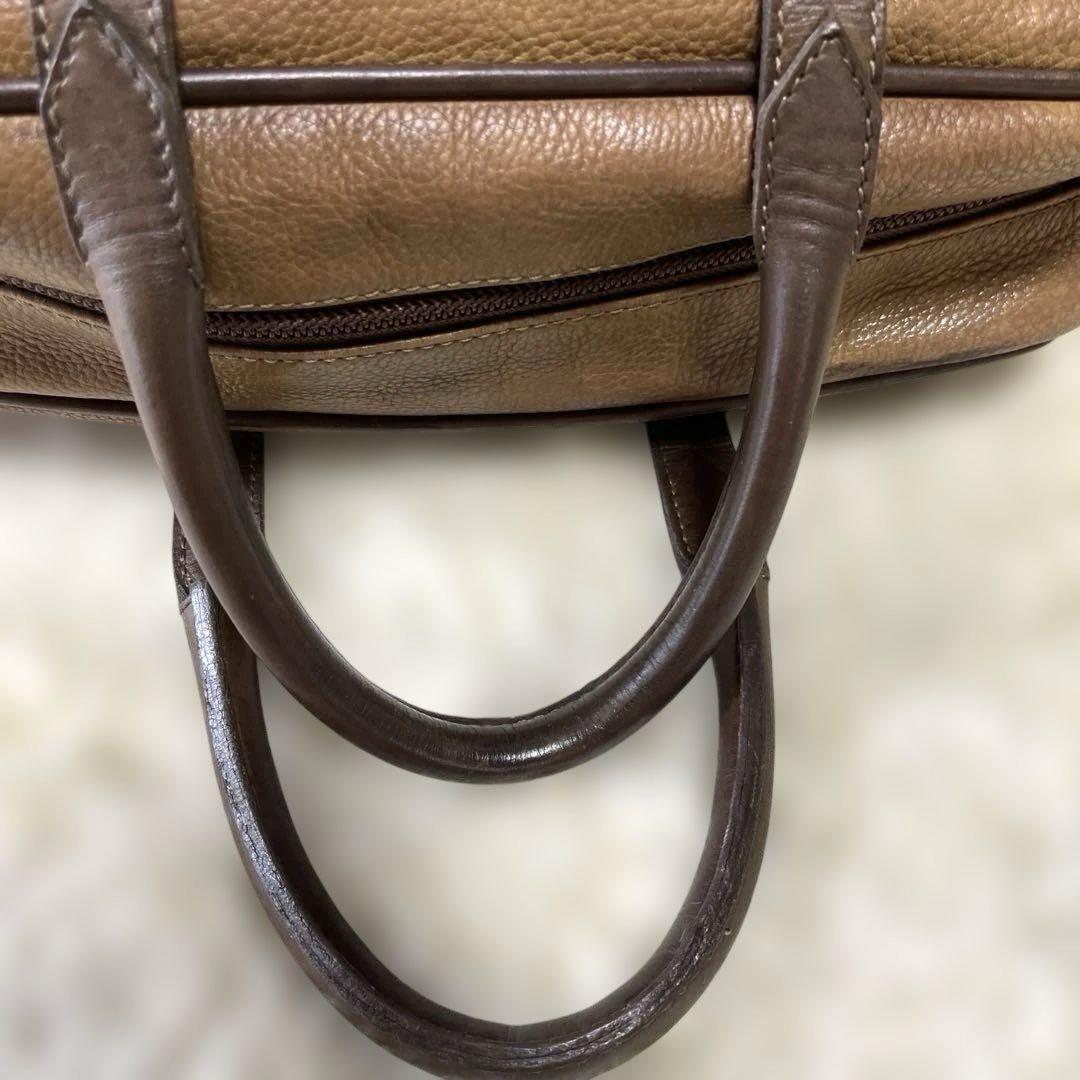 LOEWE Boston Bag Hand Tote Purse Anagram Leather Brown Authentic