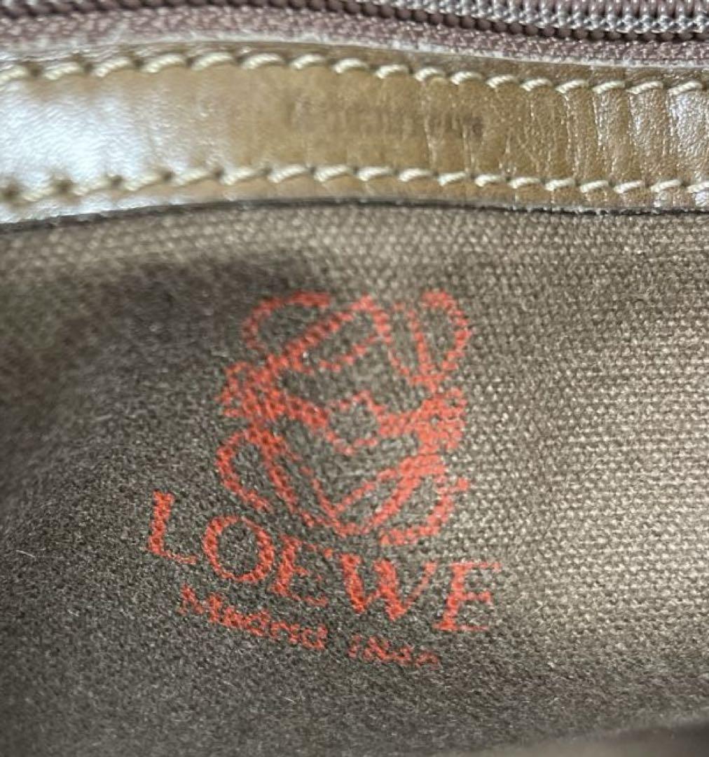 LOEWE Boston Bag Hand Tote Purse Anagram Leather Brown Authentic