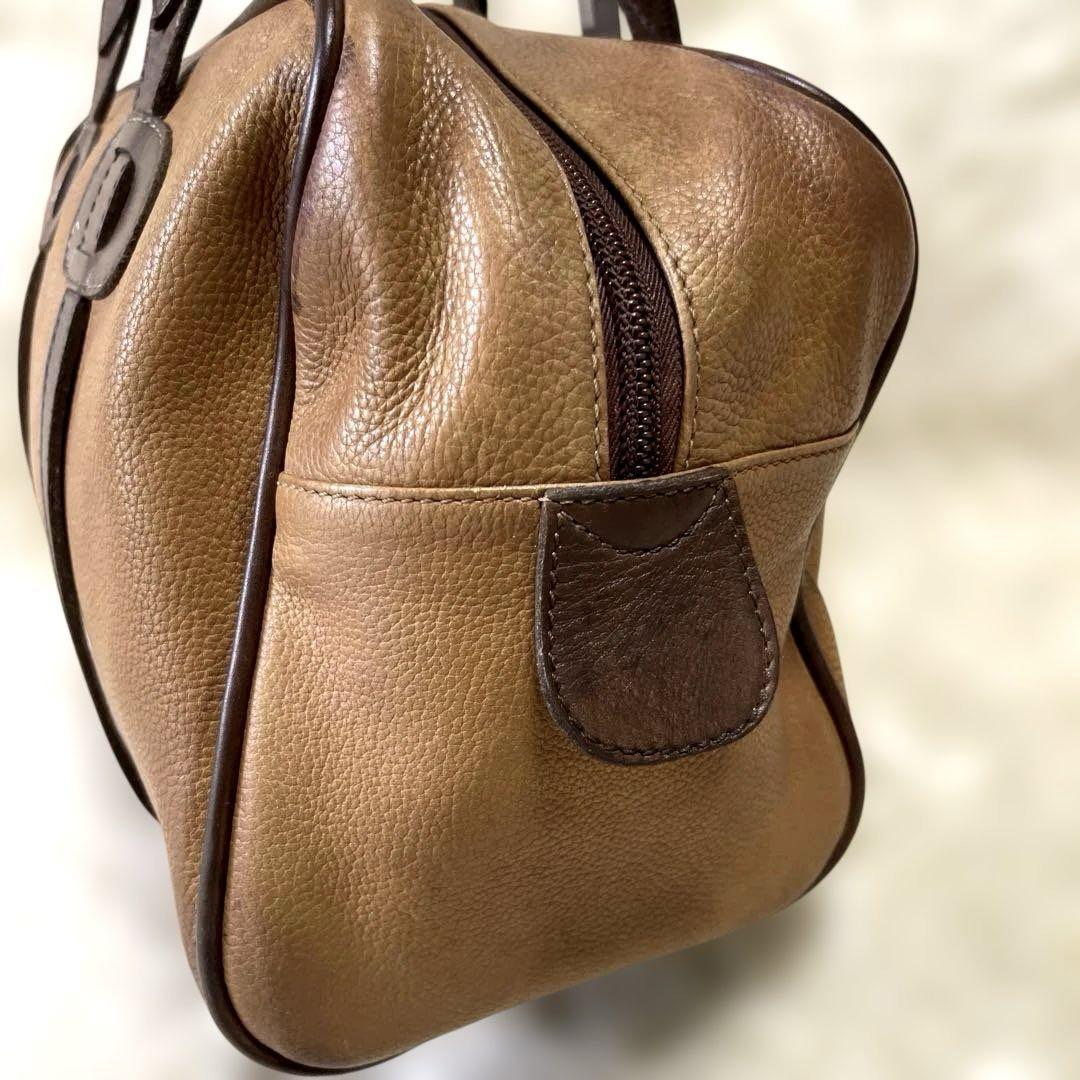 LOEWE Boston Bag Hand Tote Purse Anagram Leather Brown Authentic