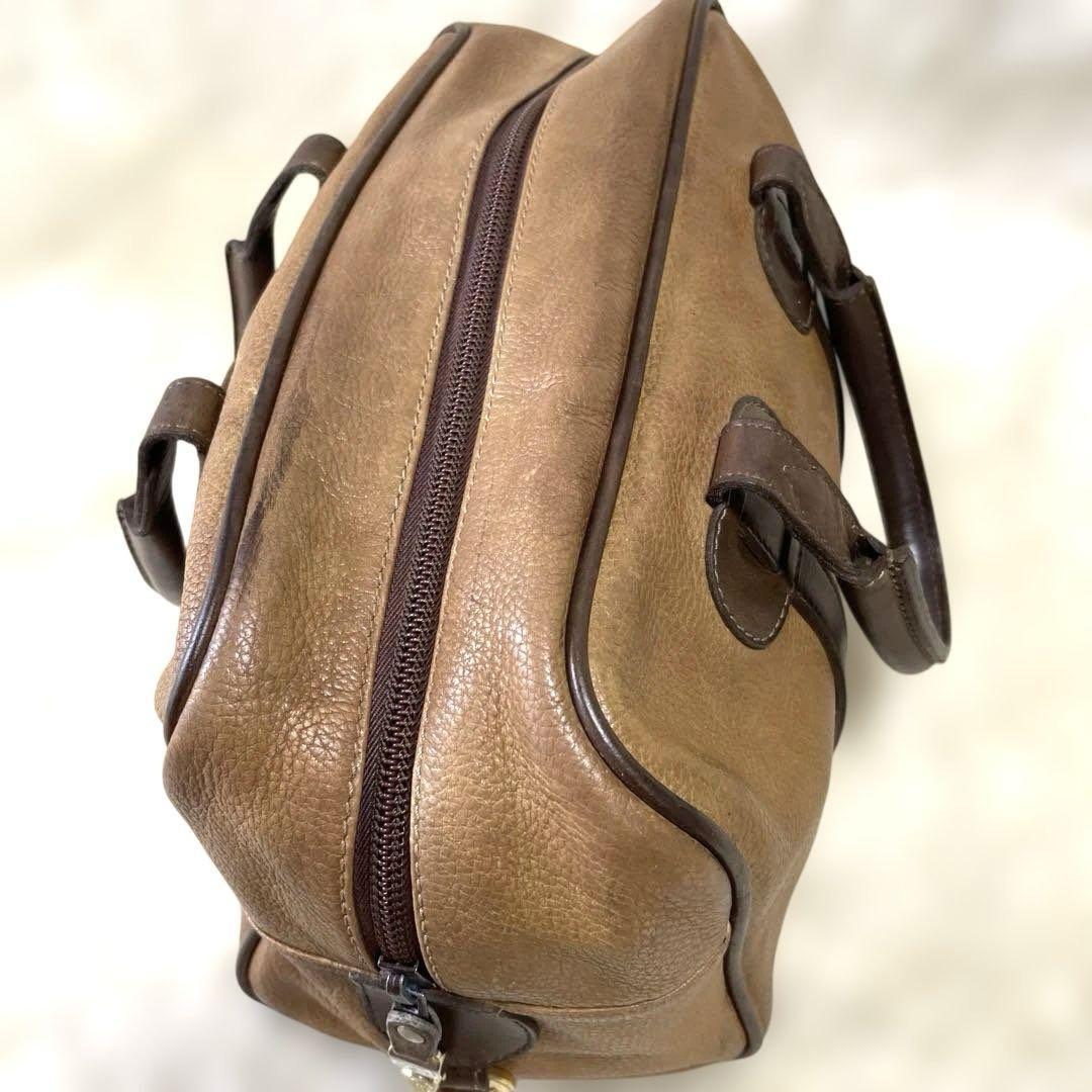 LOEWE Boston Bag Hand Tote Purse Anagram Leather Brown Authentic