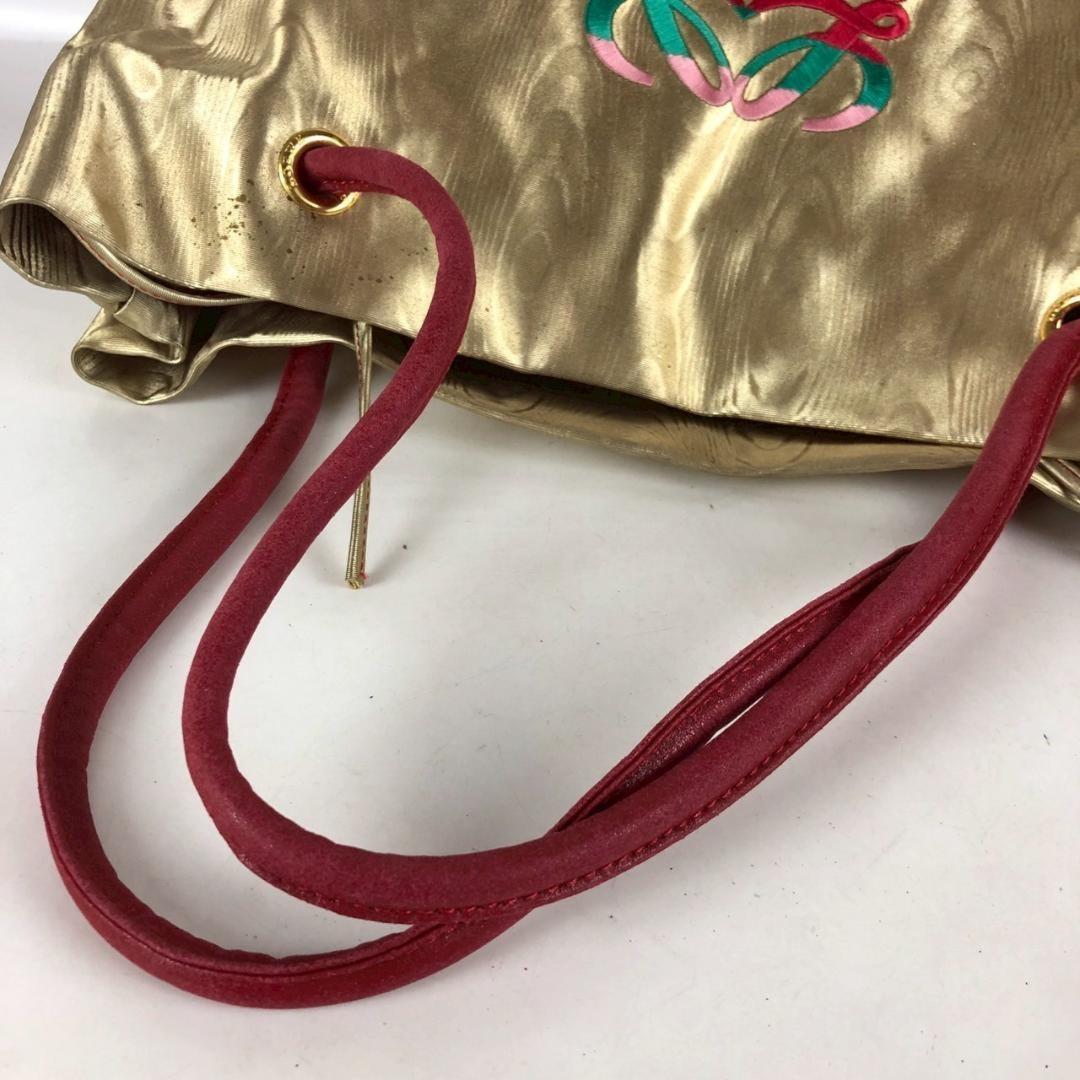 LOEWE Hand Bag Tote Purse Anagram Gold Authentic