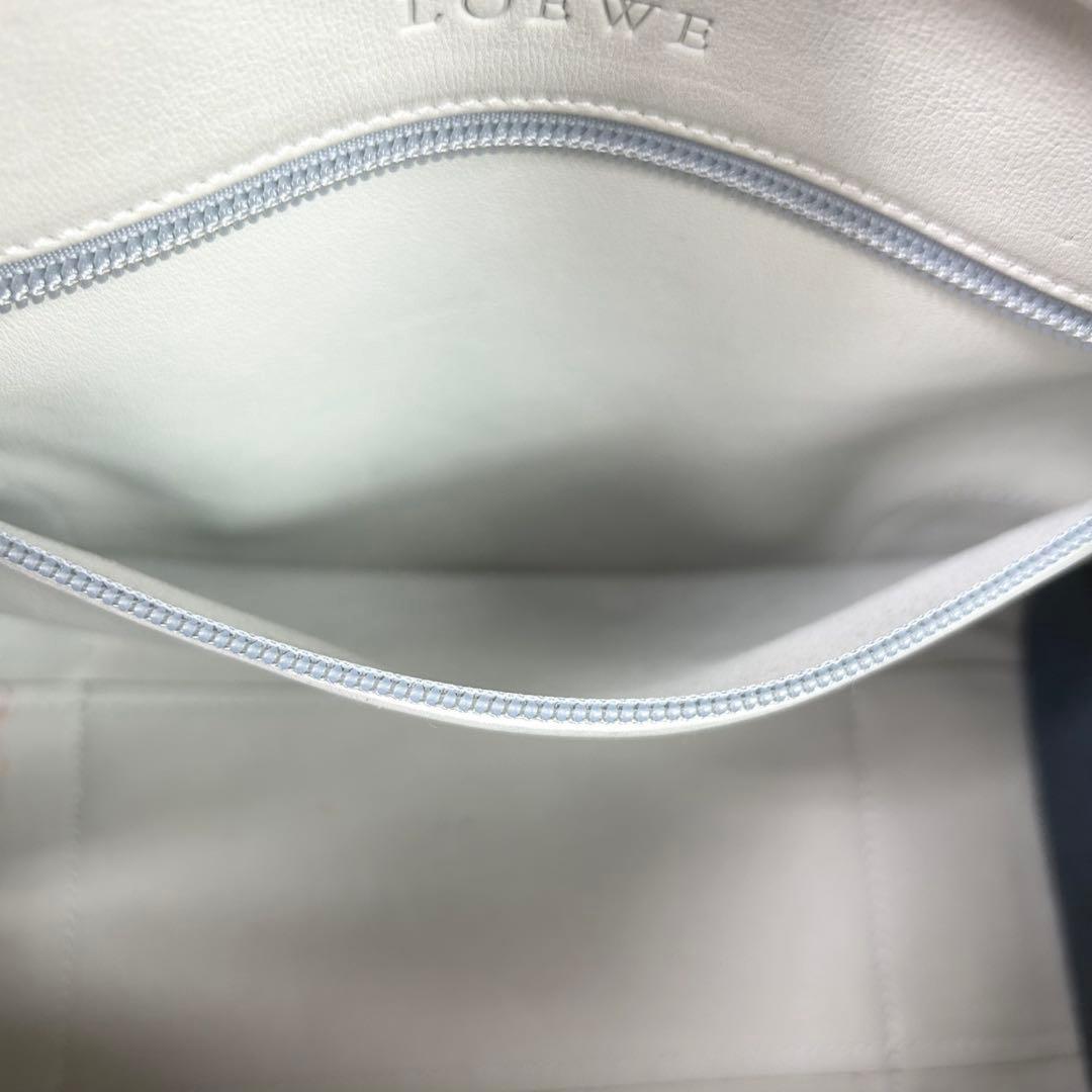 LOEWE Hand Bag Tote Purse Mini Boston Anagram Suede Leather Greige Black Auth