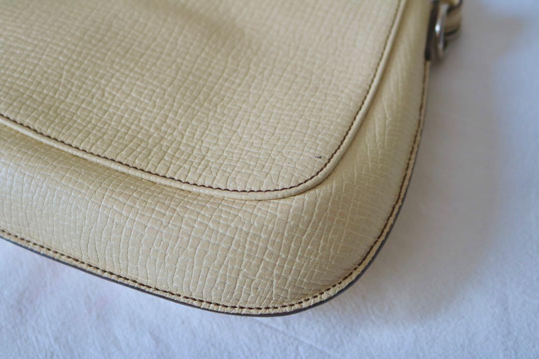 LOEWE Accessory Pouch Hand Pouch Logo OLD Leather Cream Authentic