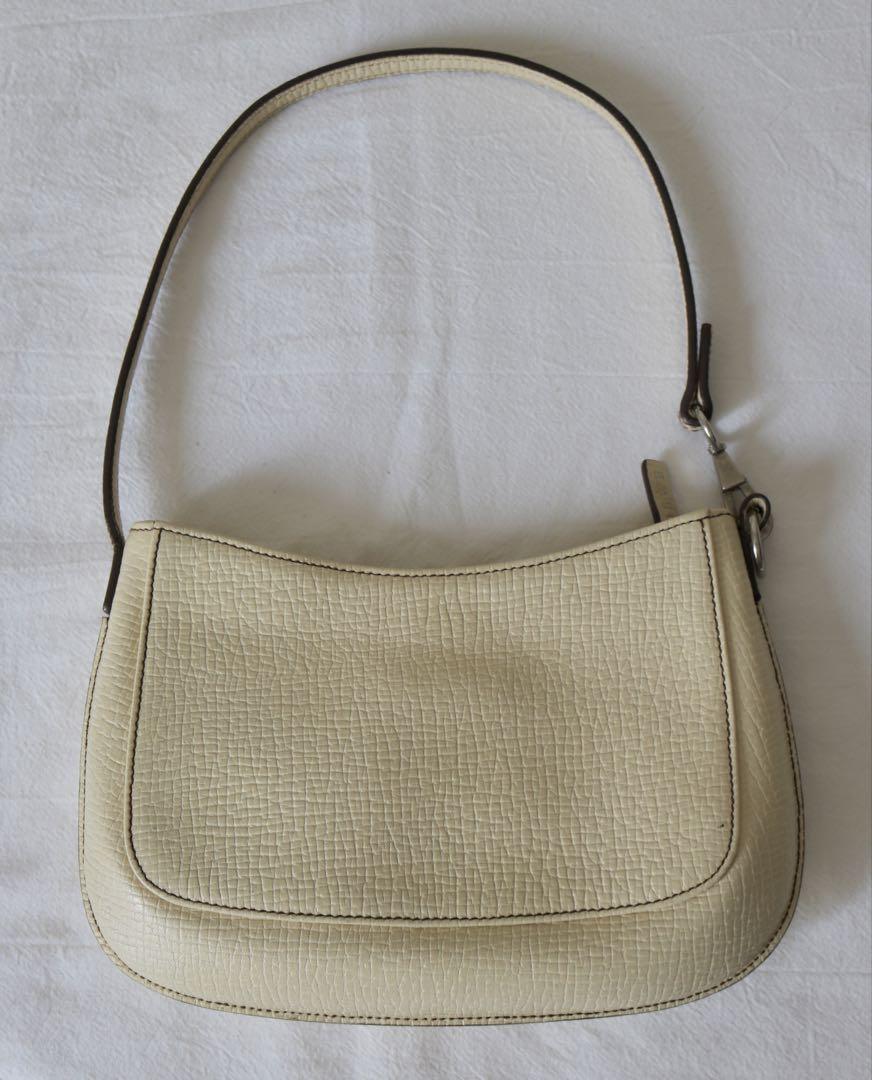 LOEWE Accessory Pouch Hand Pouch Logo OLD Leather Cream Authentic