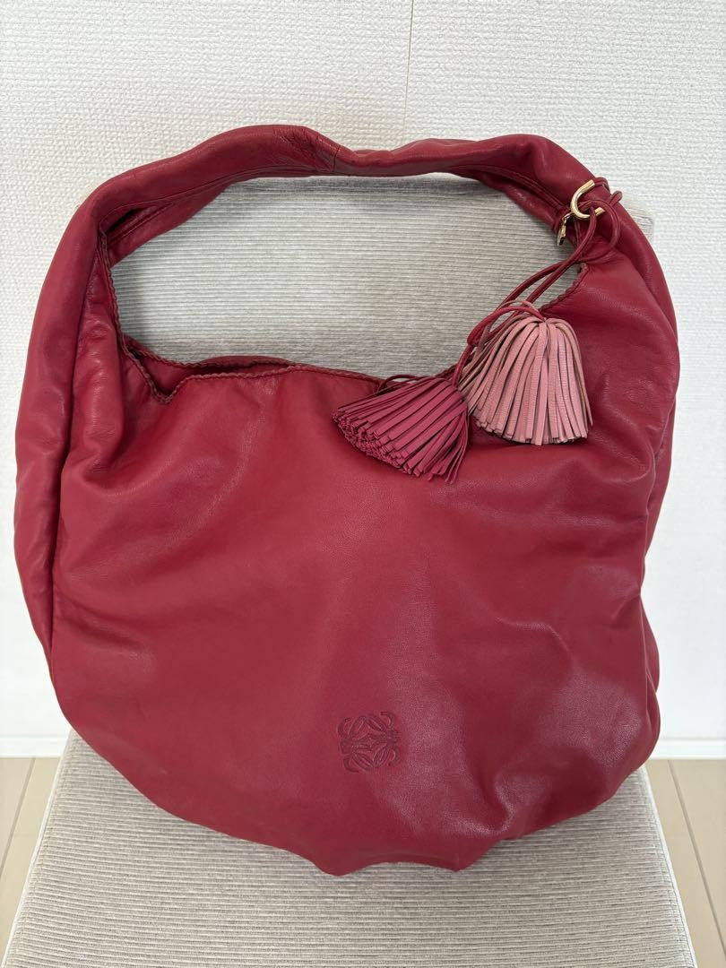 LOEWE Hand Shoulder Bag Tote Purse Anagram Leather Authentic