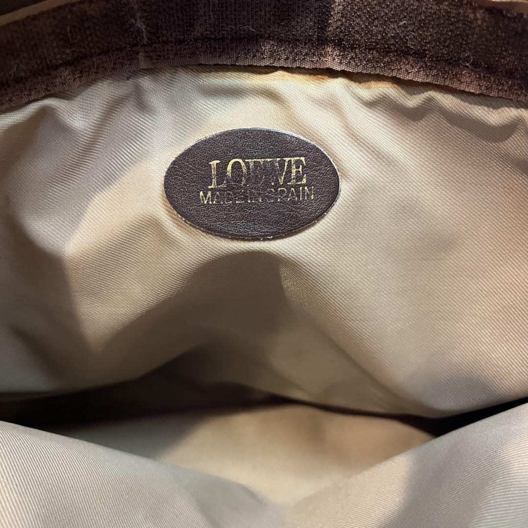 LOEWE Clutch Bag Second Bag Anagram Suede Leather Brown Authentic