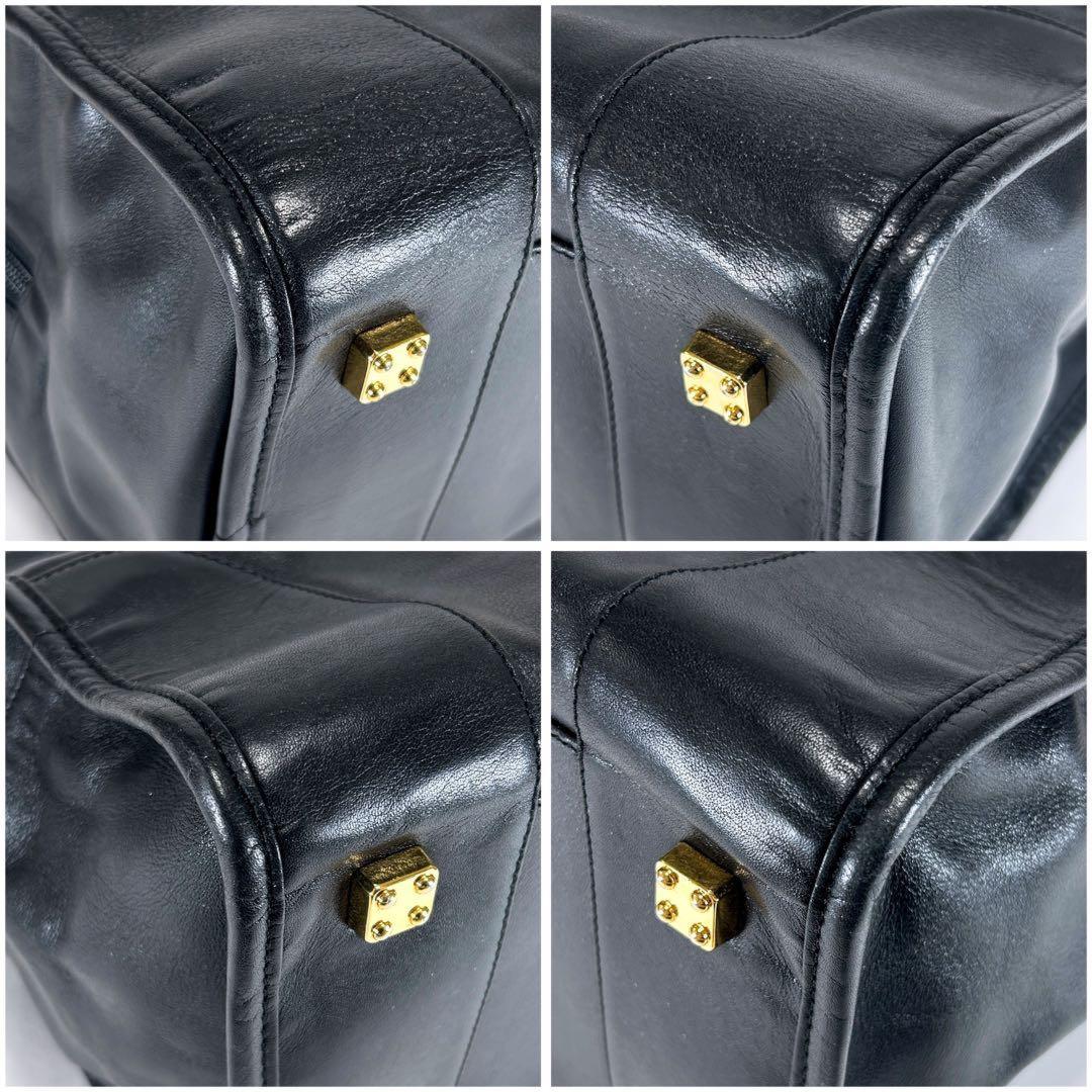 LOEWE Mini Boston Bag Hand Tote Purse Anagram Leather Black Authentic