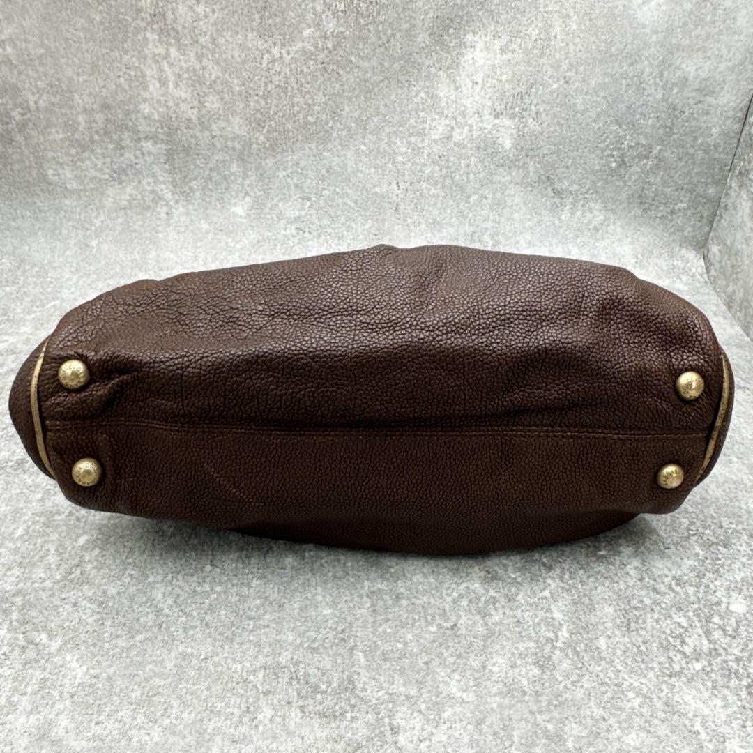 Dolce & Gabbana Shoulder Bag Purse KissLock Leather Brown Authentic