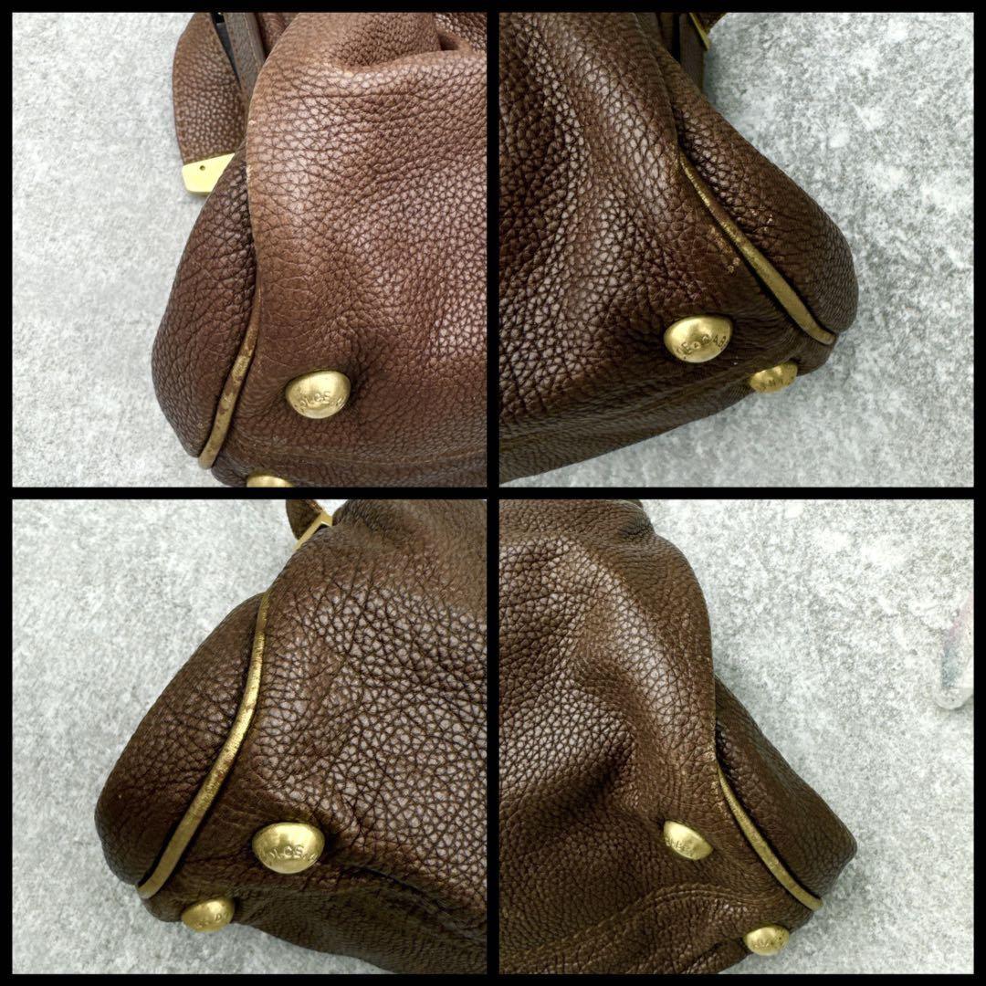Dolce & Gabbana Shoulder Bag Purse KissLock Leather Brown Authentic