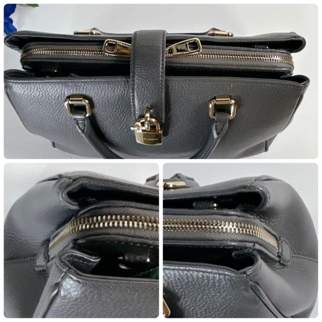Dolce & Gabbana Hand Bag Tote Purse Leather Gray Authentic