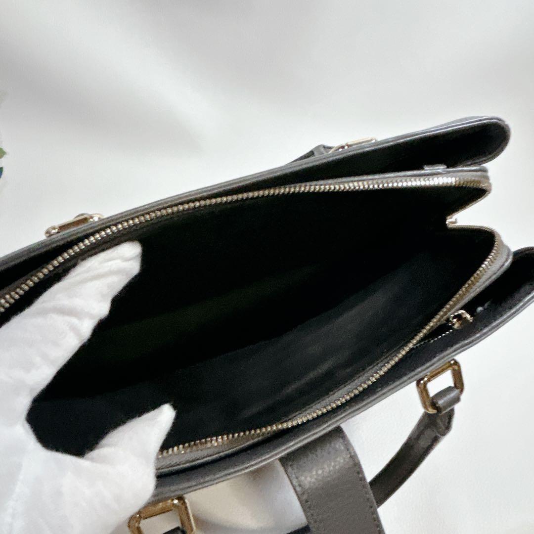 Dolce & Gabbana Hand Bag Tote Purse Leather Gray Authentic