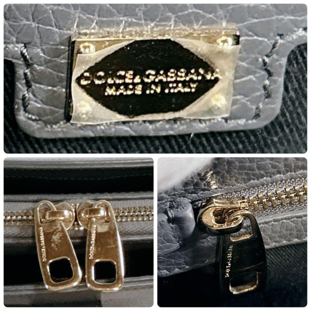 Dolce & Gabbana Hand Bag Tote Purse Leather Gray Authentic