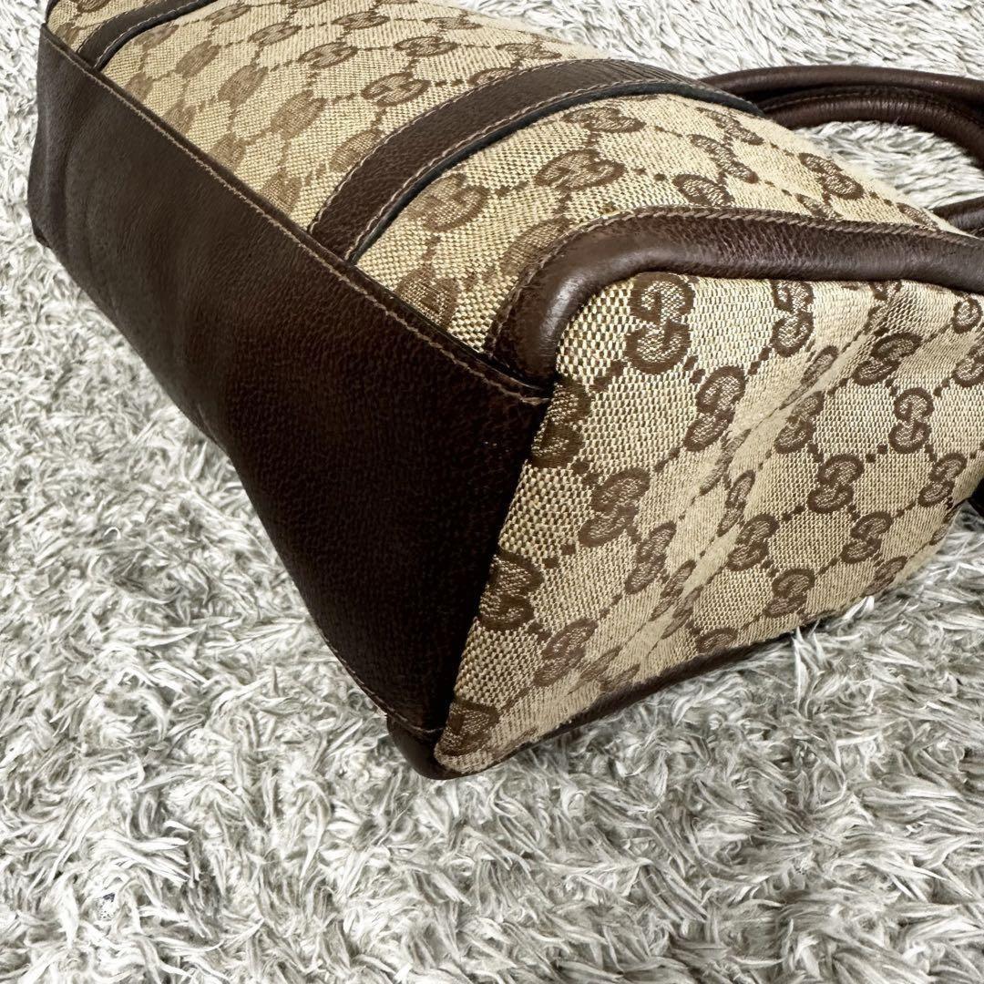 GUCCI Mini Boston Bag Hand Tote Purse GG Canvas Leather Brown Beige Authentic