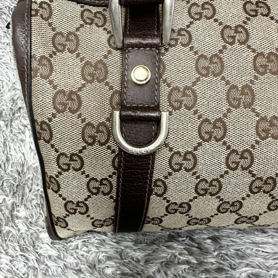 GUCCI Mini Boston Bag Hand Tote Purse GG Canvas Leather Brown Beige Authentic