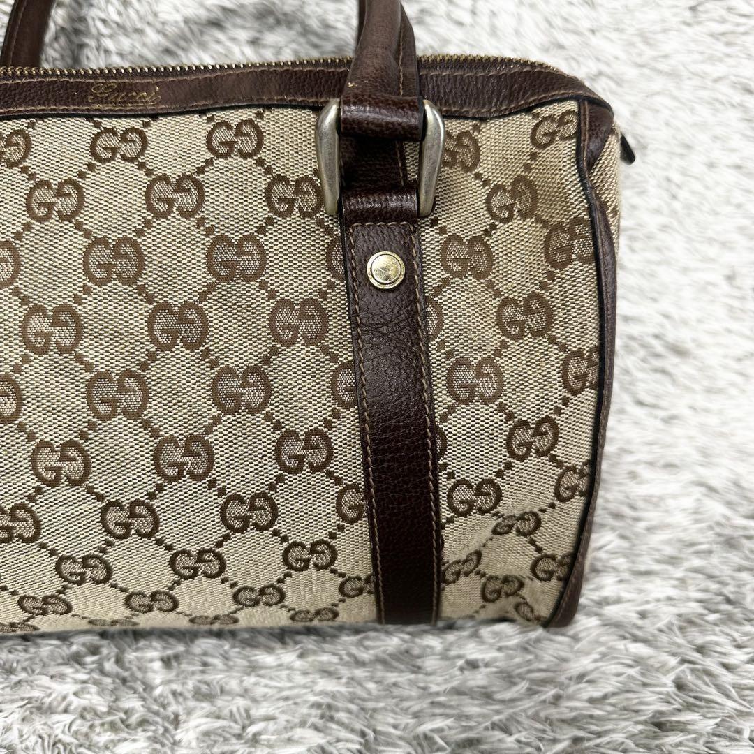 GUCCI Mini Boston Bag Hand Tote Purse GG Canvas Leather Brown Beige Authentic