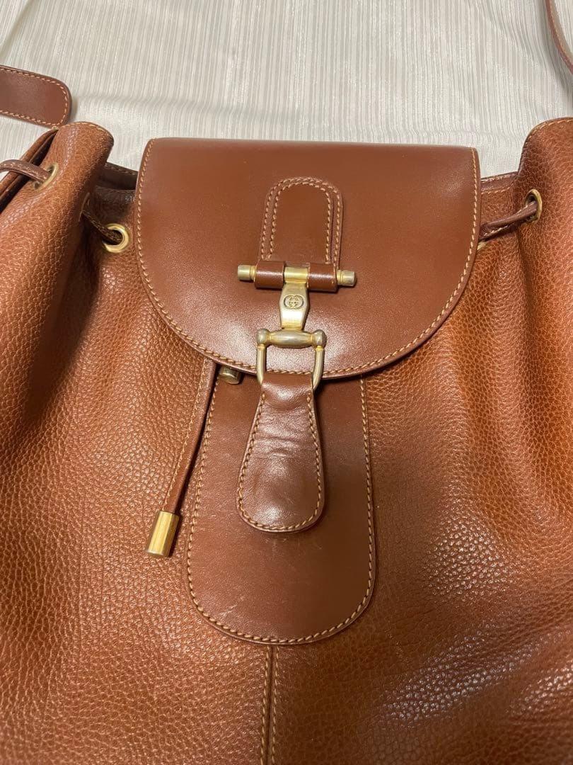 GUCCI Shoulder Bag Purse Leather Brown Authentic