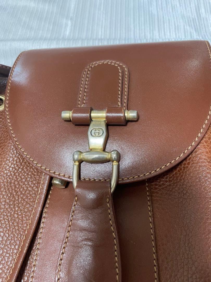 GUCCI Shoulder Bag Purse Leather Brown Authentic