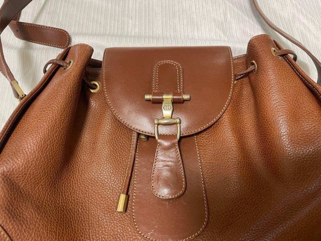 GUCCI Shoulder Bag Purse Leather Brown Authentic