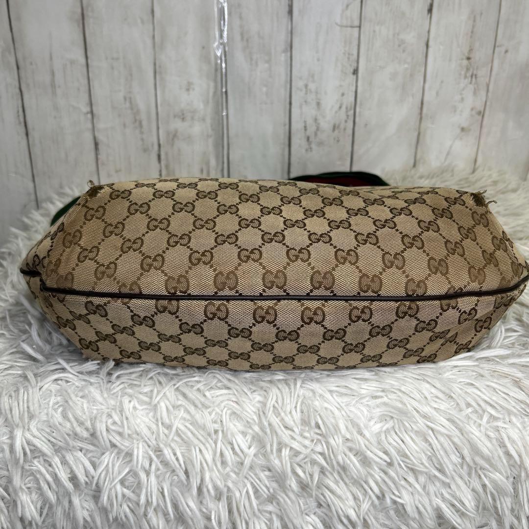 GUCCI Shoulder Bag Purse Sherry Line GG Canvas Brown Authentic