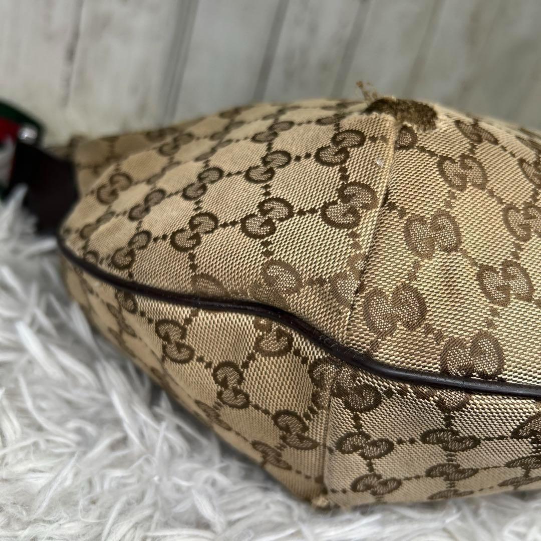 GUCCI Shoulder Bag Purse Sherry Line GG Canvas Brown Authentic
