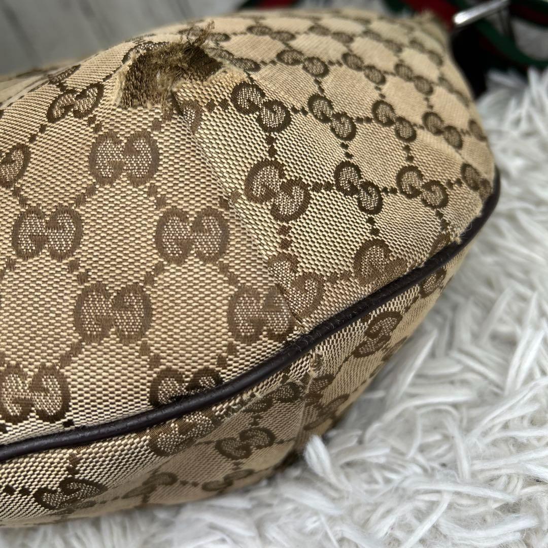 GUCCI Shoulder Bag Purse Sherry Line GG Canvas Brown Authentic