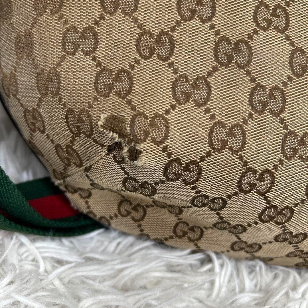 GUCCI Shoulder Bag Purse Sherry Line GG Canvas Brown Authentic