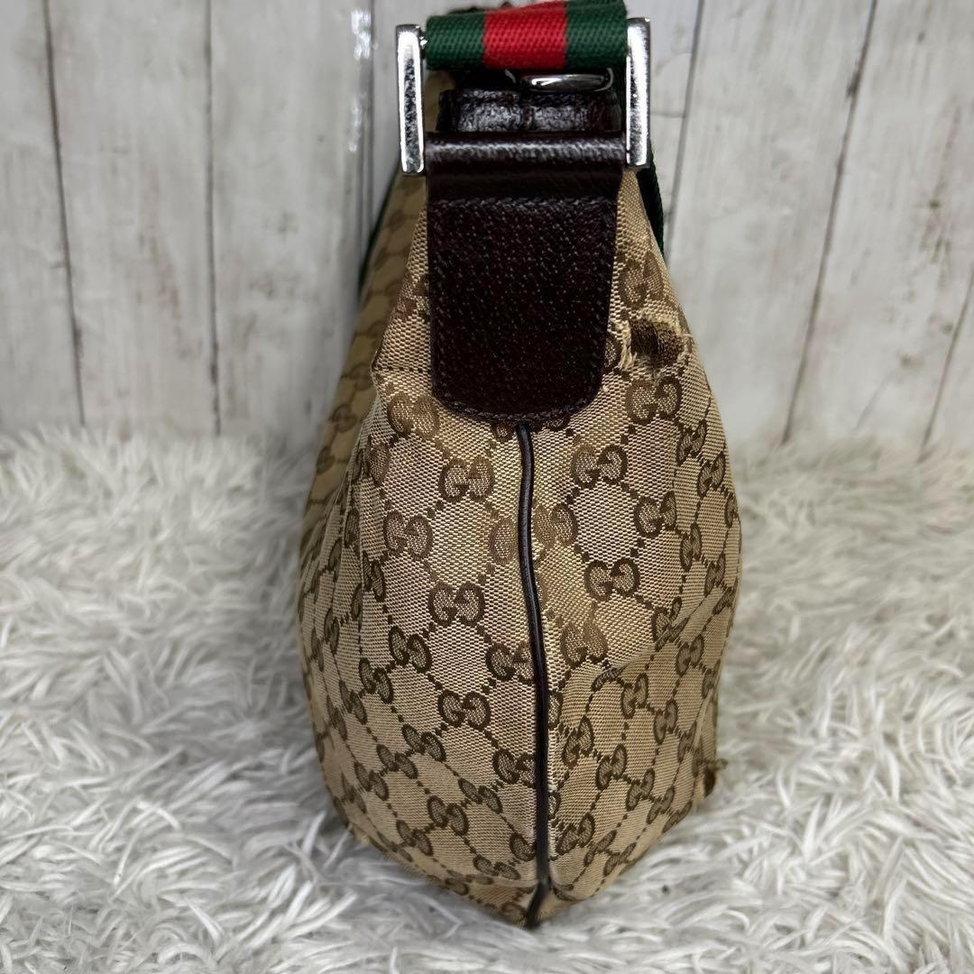 GUCCI Shoulder Bag Purse Sherry Line GG Canvas Brown Authentic