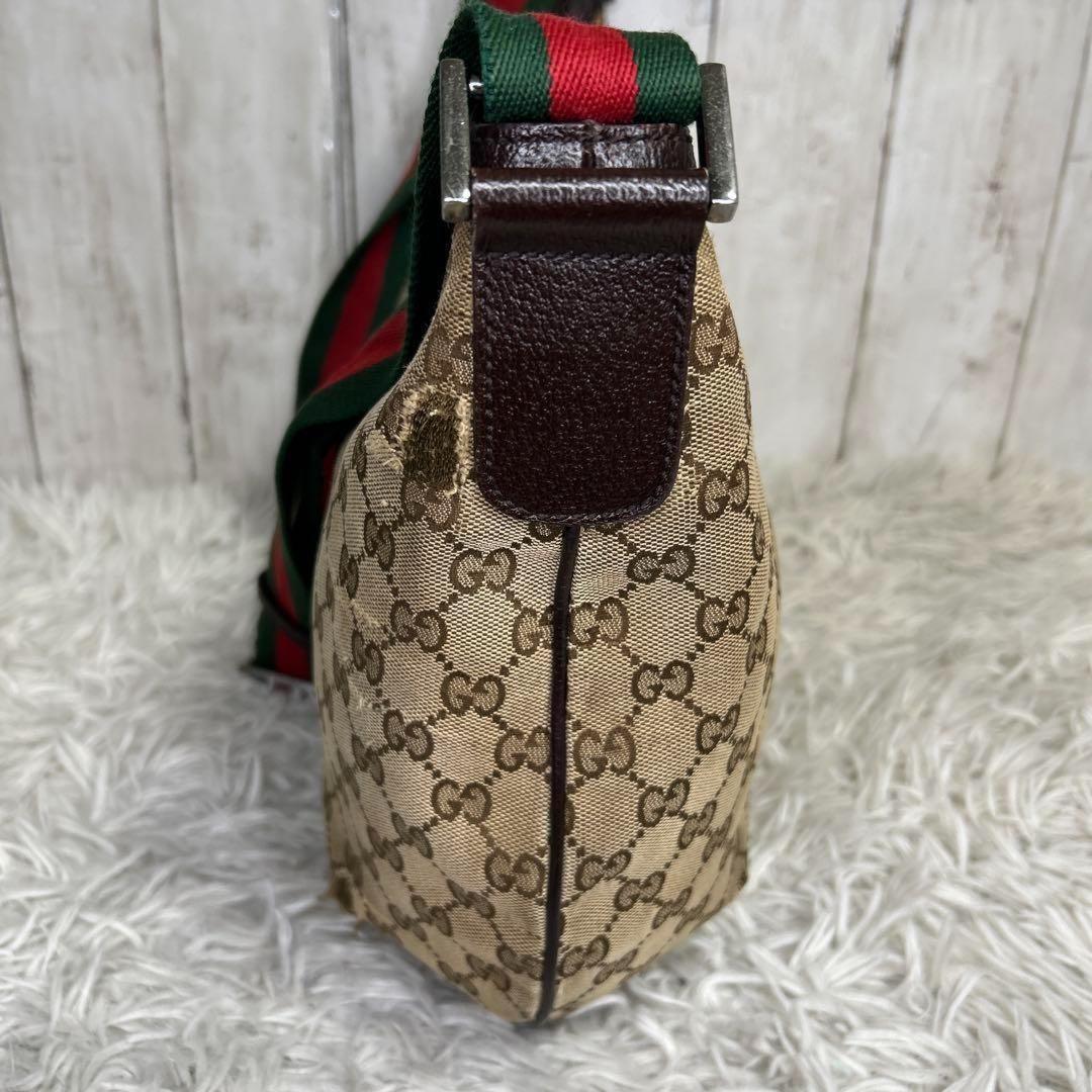 GUCCI Shoulder Bag Purse Sherry Line GG Canvas Brown Authentic