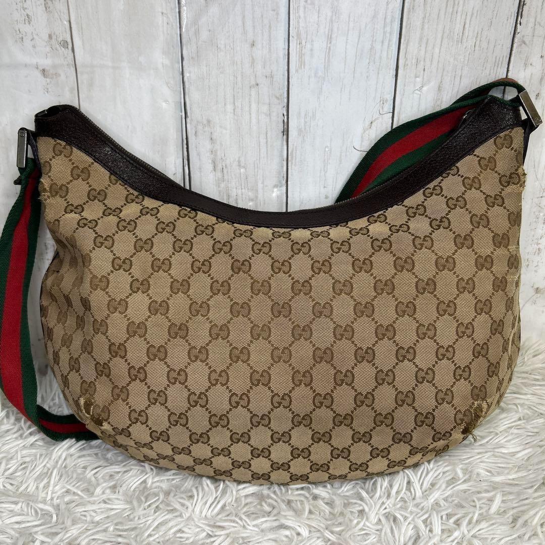 GUCCI Shoulder Bag Purse Sherry Line GG Canvas Brown Authentic